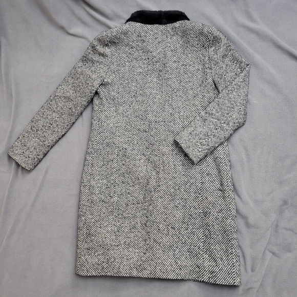 Cinzia Rocca Wool Coat Black Striped Size 8 Speckles Elegant Dinner in the City - Picture 15 of 16